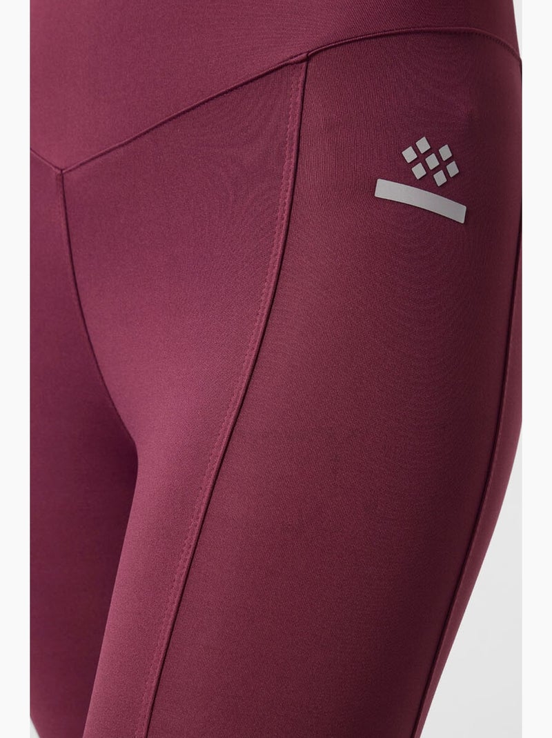 Legging met hoge taille en smalle pijp tommy Bordeauxrood - Kiabi