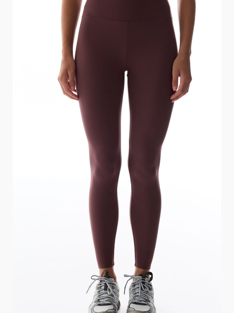 Legging met hoge taille en soft feel penti Bordeauxrood - Kiabi