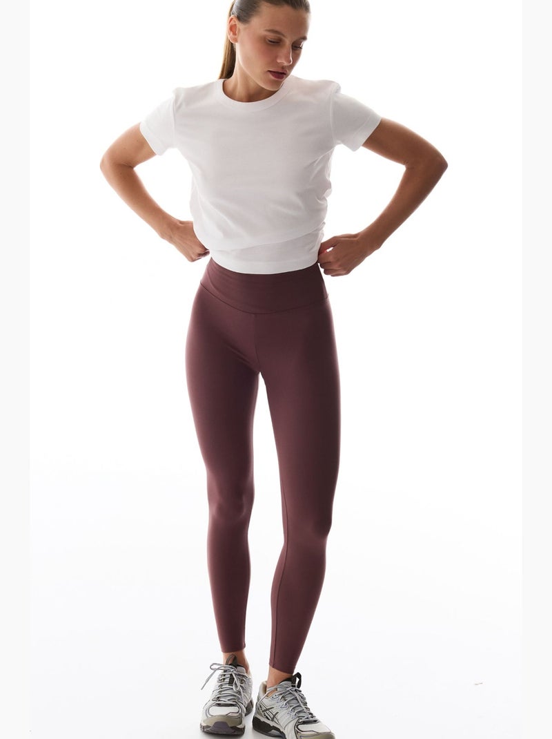 Legging met hoge taille en soft feel penti Bordeauxrood - Kiabi