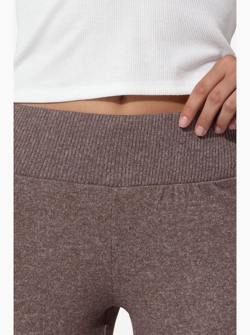 Legging met hoge taille en uitlopende pijp busem Chocoladebruin - Kiabi