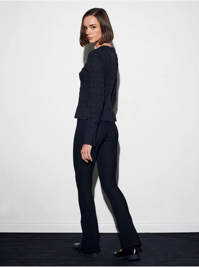 Legging met hoge taille en uitlopende pijp dilvin Zwart - Kiabi