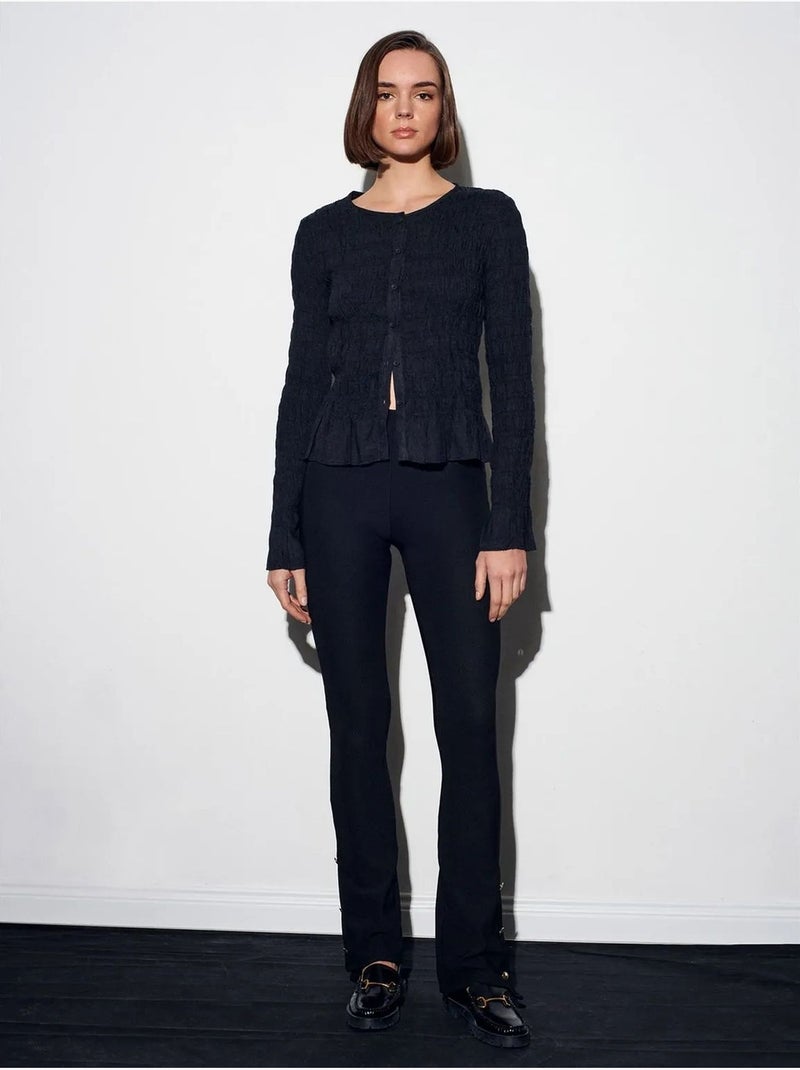 Legging met hoge taille en uitlopende pijp dilvin Zwart - Kiabi