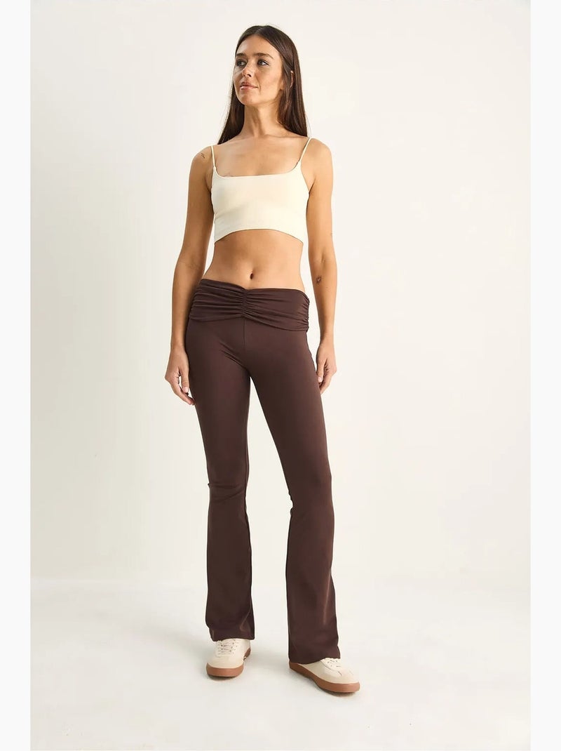 Legging met hoge taille en uitlopende pijpen lucci Chocoladebruin - Kiabi