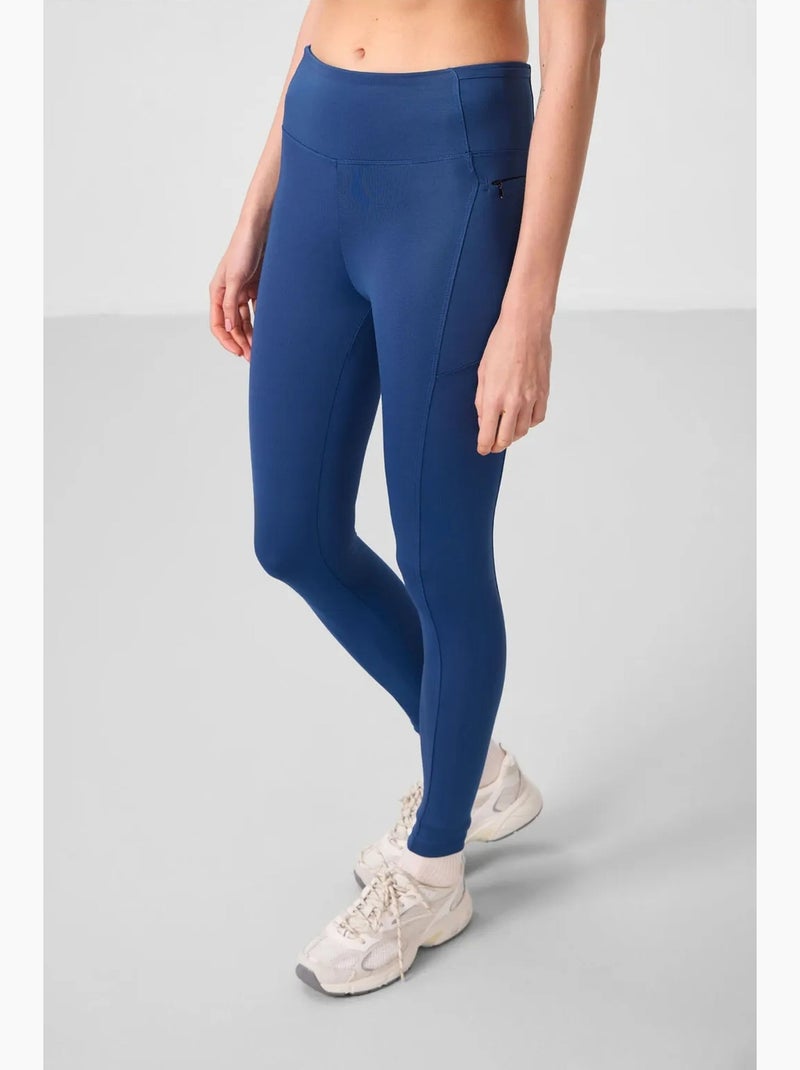 Legging met hoge taille en zak tommy Blauw - Kiabi