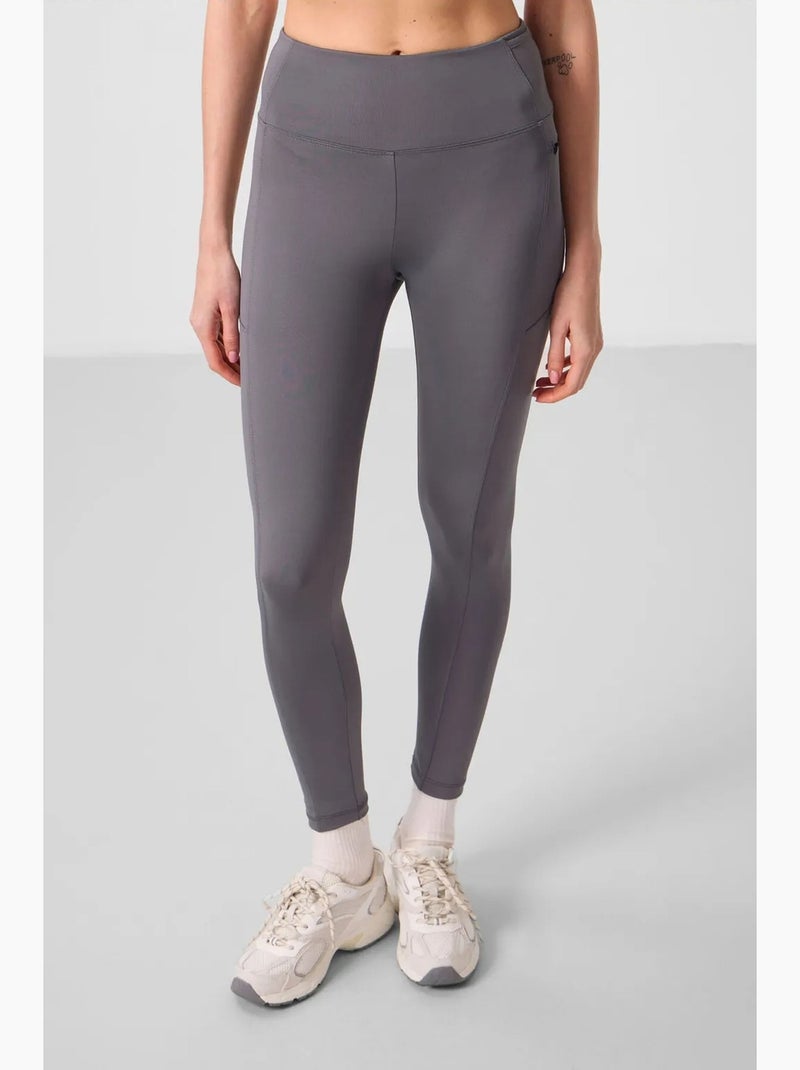 Legging met hoge taille en zak tommy Middengrijs - Kiabi