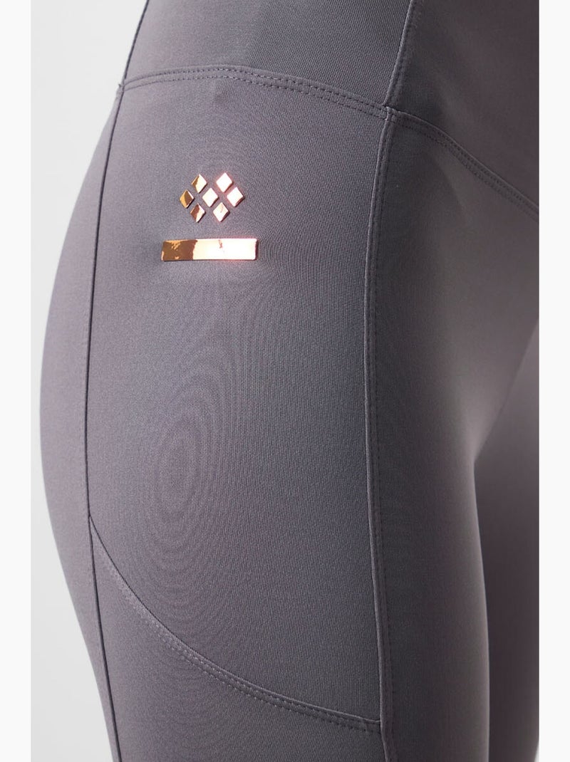 Legging met hoge taille en zak tommy Middengrijs - Kiabi