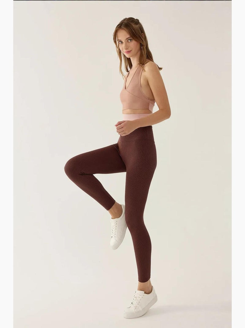 Legging met hoge taille hiccup Bruin - Kiabi