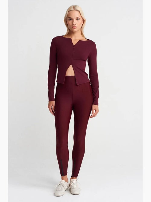 Legging met hoge taille, skinny pijp en rits dilvin - Kiabi