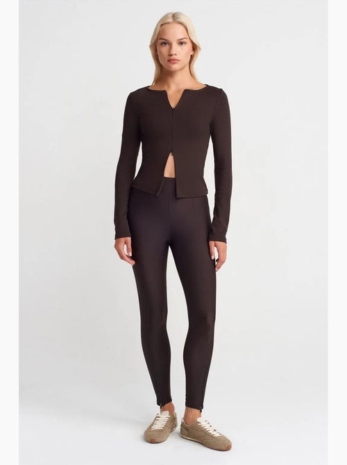 Legging met hoge taille, skinny pijp en rits dilvin - Kiabi