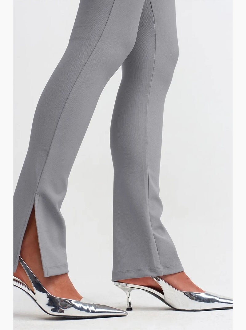 Legging met hoge taille, uitlopende pijp en split dilvin Grijs - Kiabi
