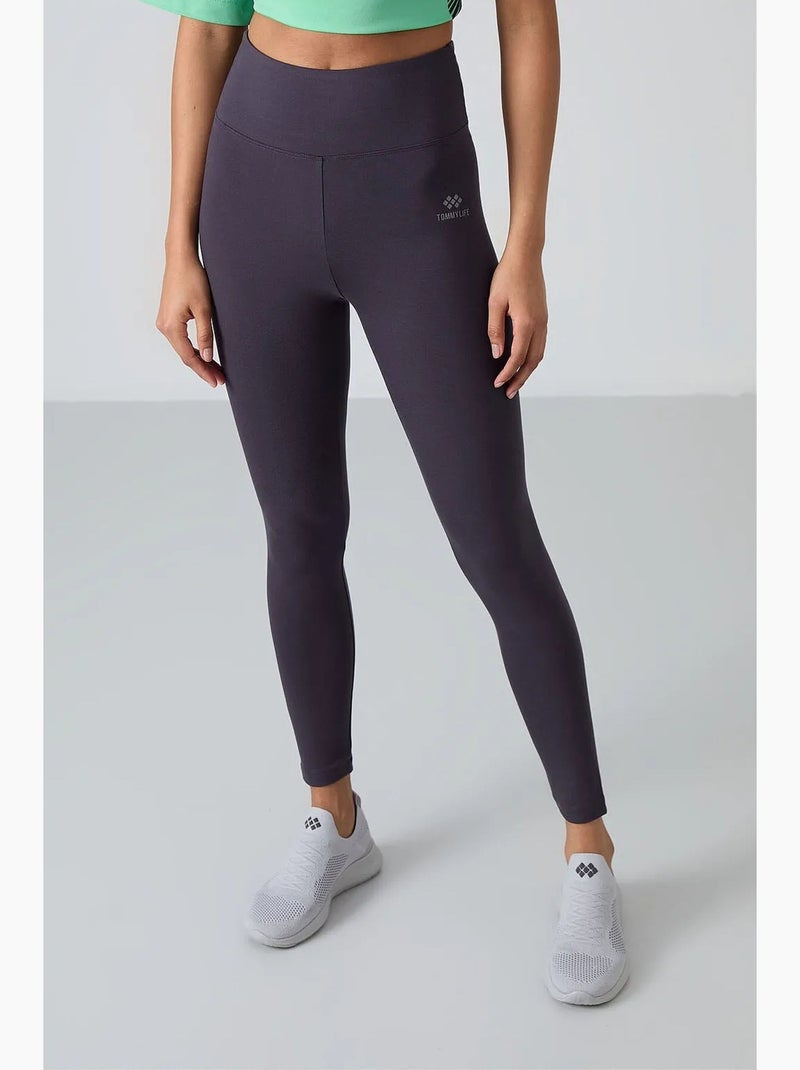 Legging met hoge taille van katoen en elastaan tommy Donkergrijs - Kiabi
