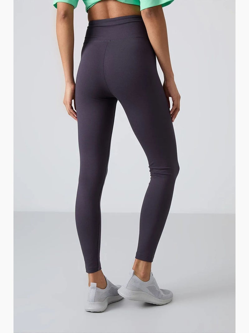 Legging met hoge taille van katoen en elastaan tommy Donkergrijs - Kiabi