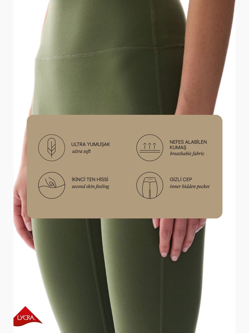 Legging met lichte ondersteuning, hoge taille, light soft penti Kakigroen - Kiabi