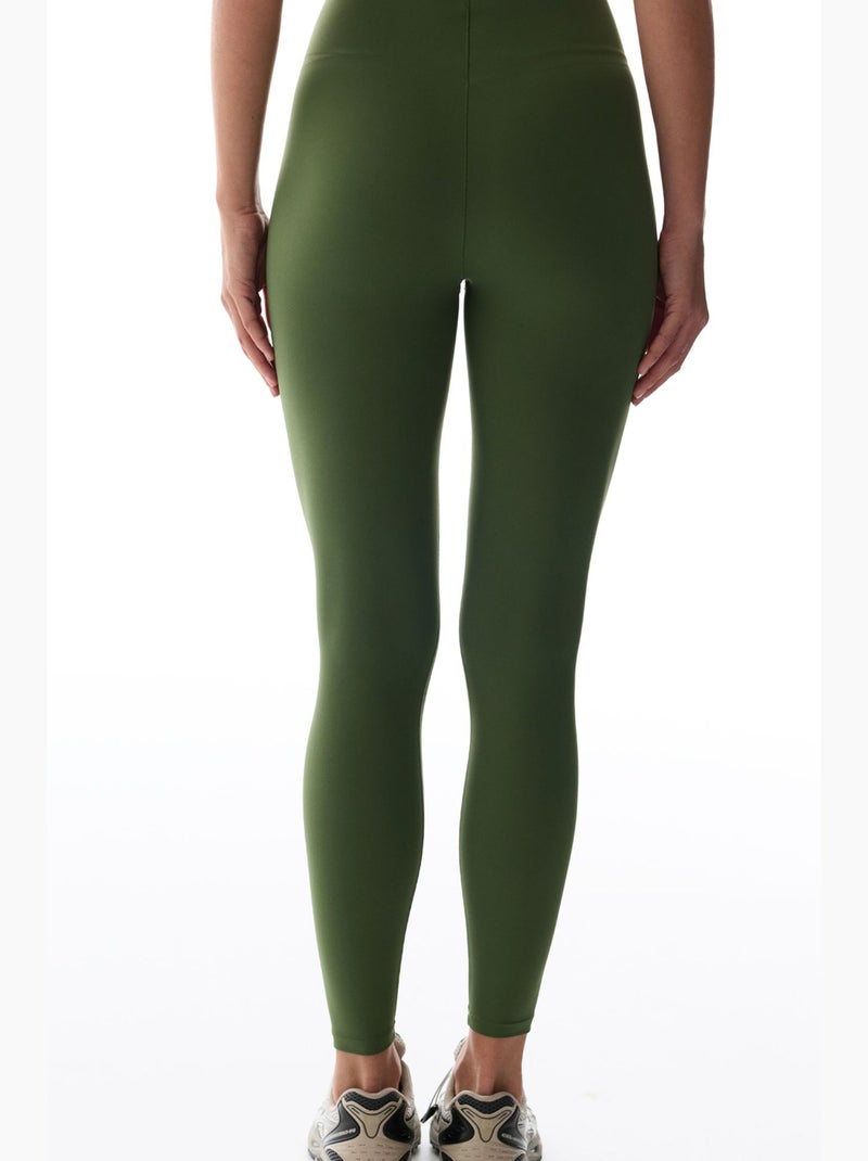 Legging met medium support, v-snit, hoge taille penti Kakigroen - Kiabi