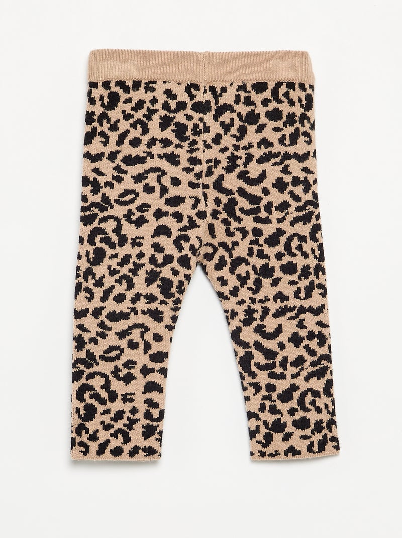 Legging met print van compacte jerseytricot Biege - Kiabi