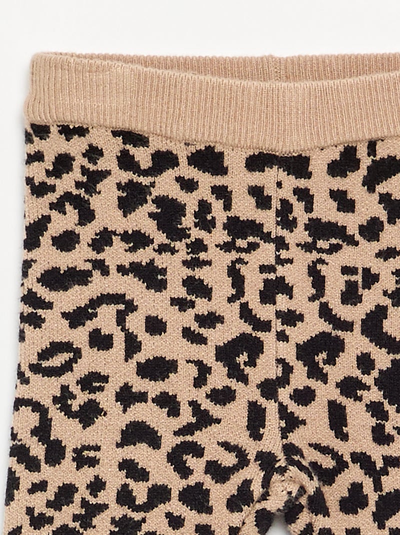 Legging met print van compacte jerseytricot Biege - Kiabi