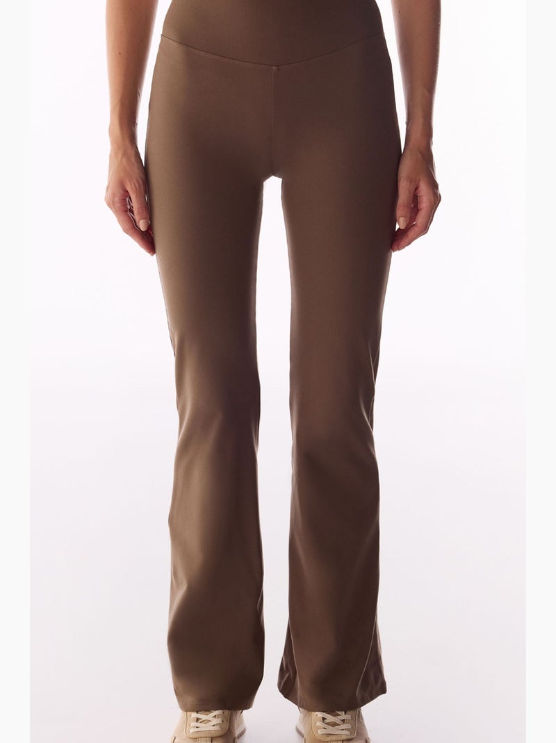 Legging met uitlopende pijp, soft feel penti Bruin - Kiabi