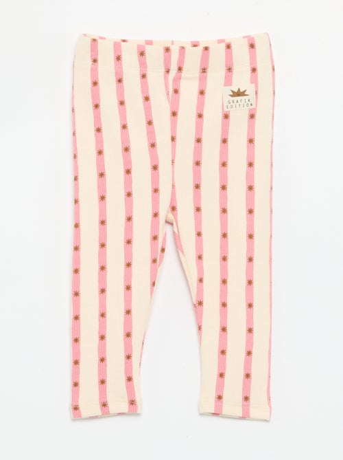 Legging rayé en maille côtelée - Kiabi