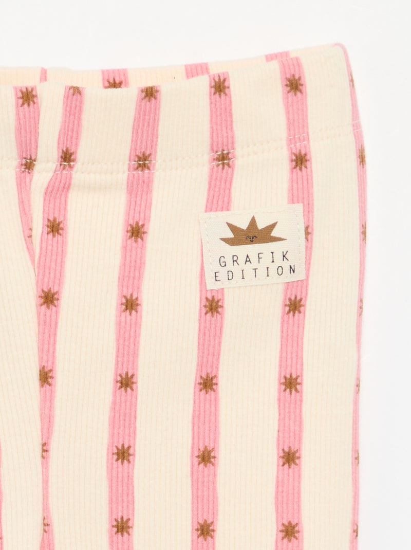Legging rayé en maille côtelée Blanc - Kiabi