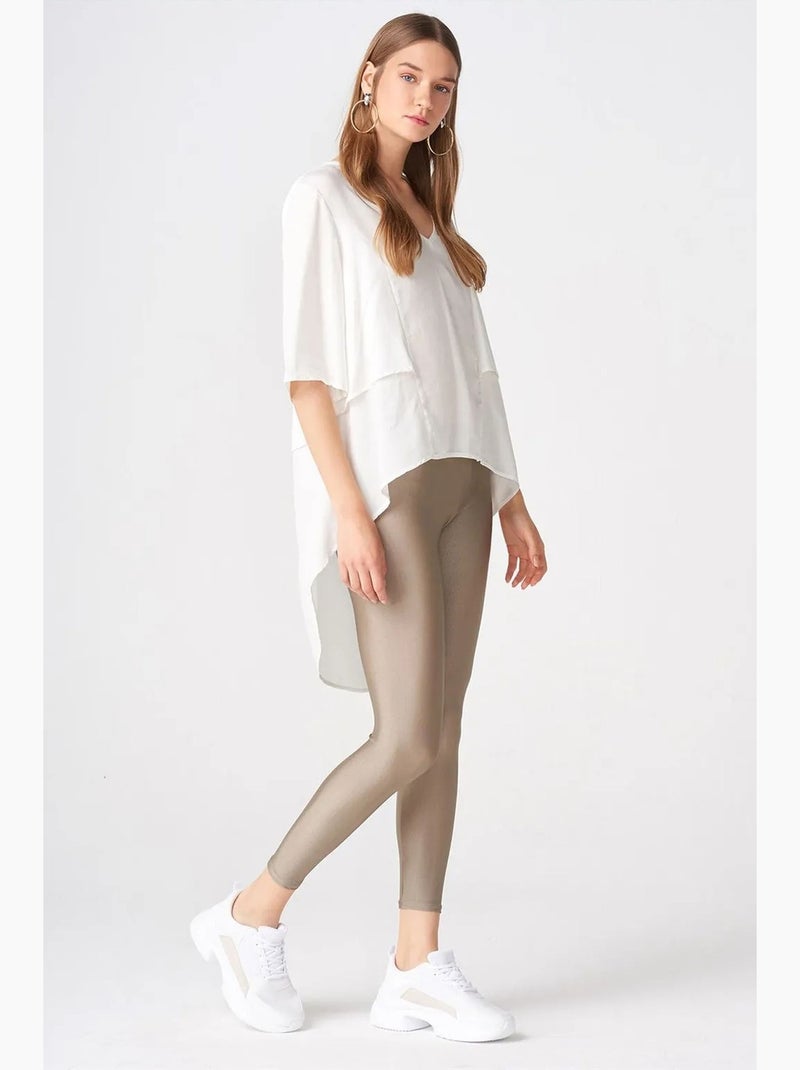 Legging slim à taille haute dilvin Grège - Kiabi