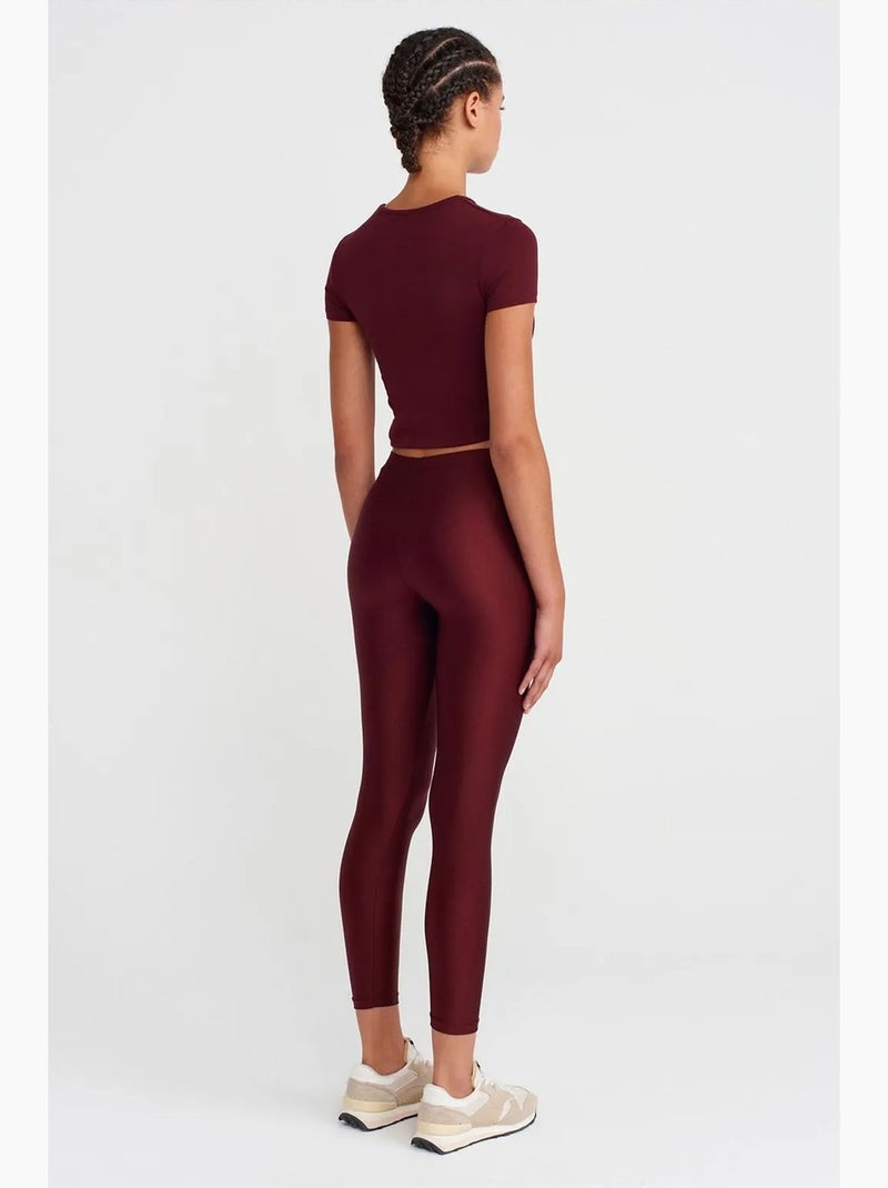 Legging slim à taille haute dilvin Rouge bordeaux - Kiabi