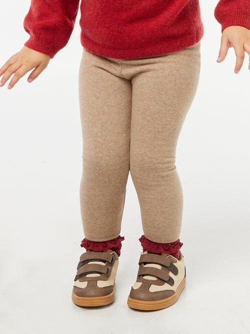 Legging tricot gratté en coton uni - Kiabi