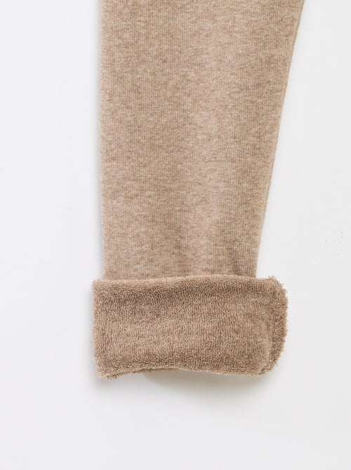 Legging tricot gratté en coton uni - Kiabi