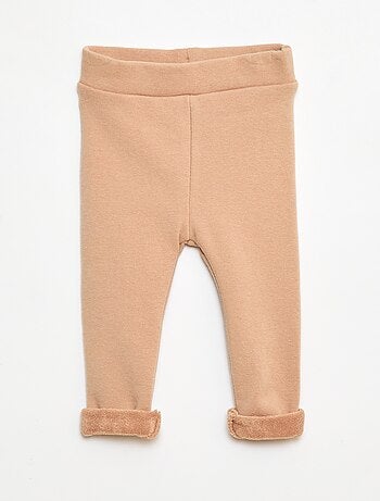 Legging tricot gratté en coton uni