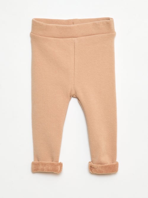Legging tricot gratté en coton uni - Kiabi