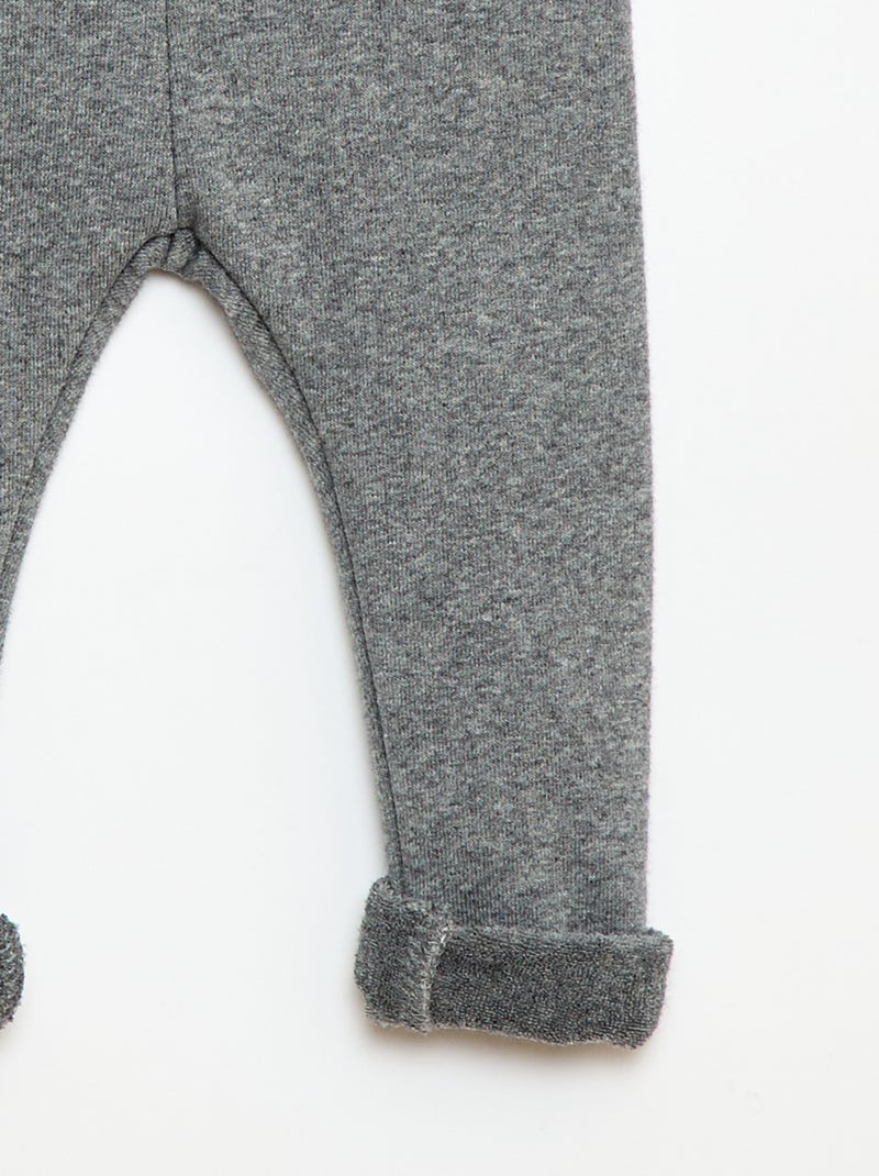 Legging tricot gratté en coton uni Gris - Kiabi