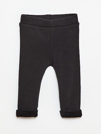 Legging tricot gratté en coton uni