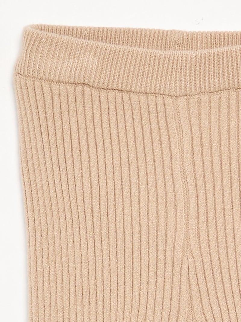 Legging uni en maille côtelée Beige - Kiabi