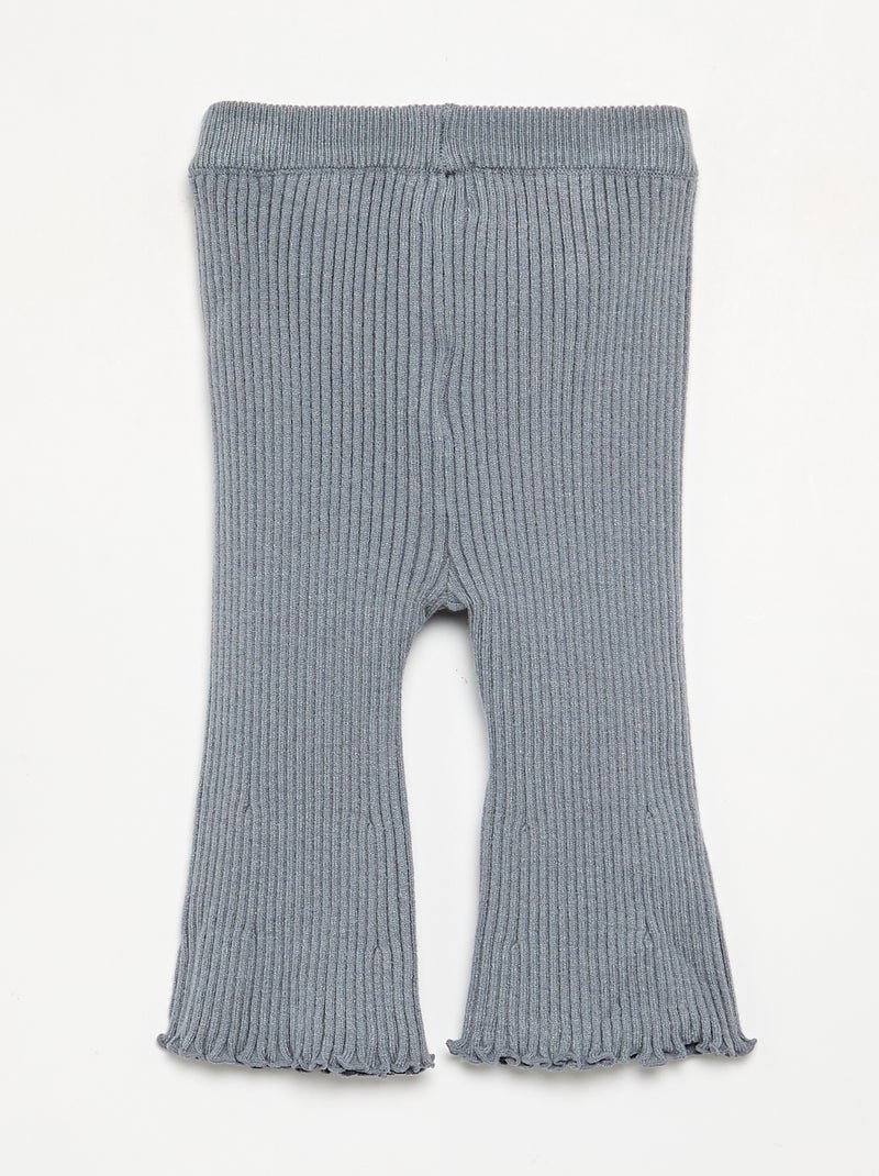 Legging uni en maille côtelée Bleu - Kiabi