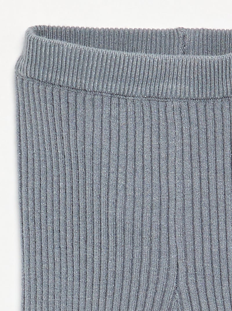 Legging uni en maille côtelée Bleu - Kiabi