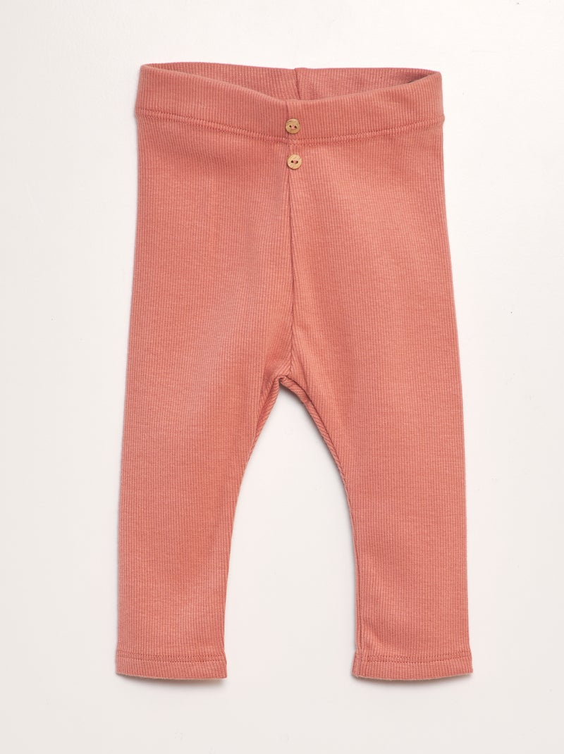 Legging uni en maille côtelée Rose - Kiabi