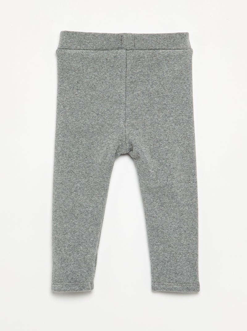 Legging uni en tricot gratté Gris - Kiabi