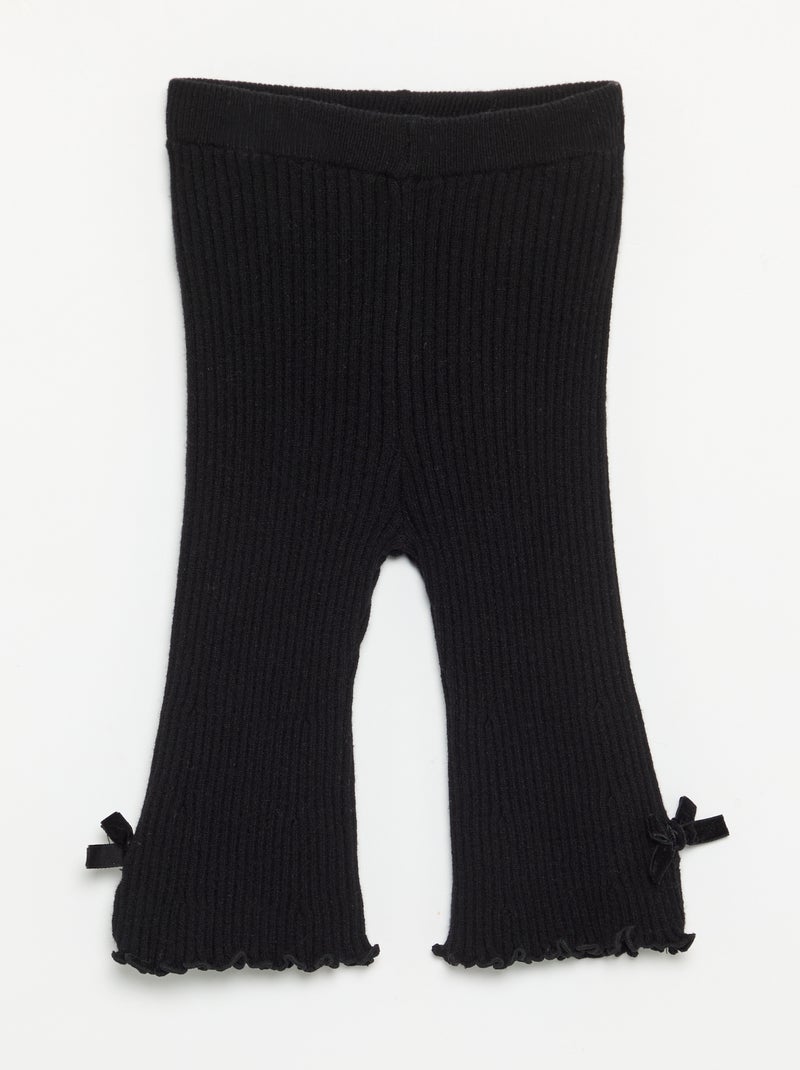 Legging van compact geribd breisel Zwart - Kiabi