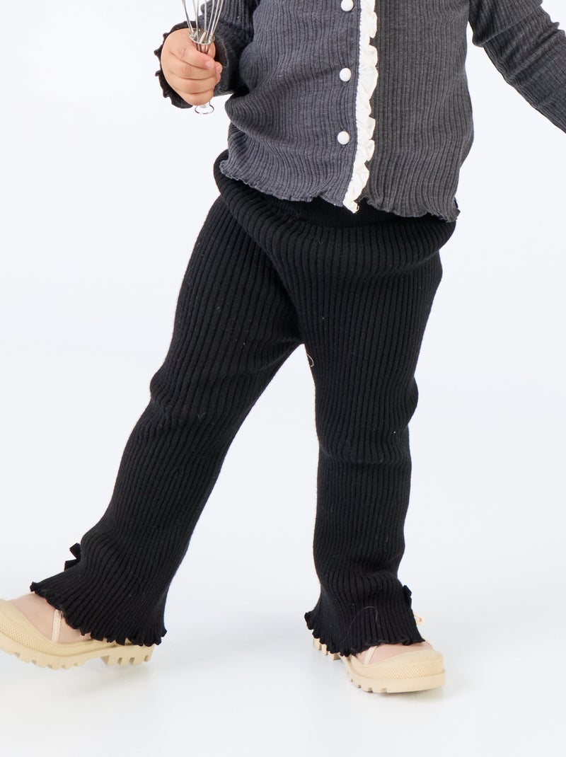 Legging van compact geribd breisel Zwart - Kiabi