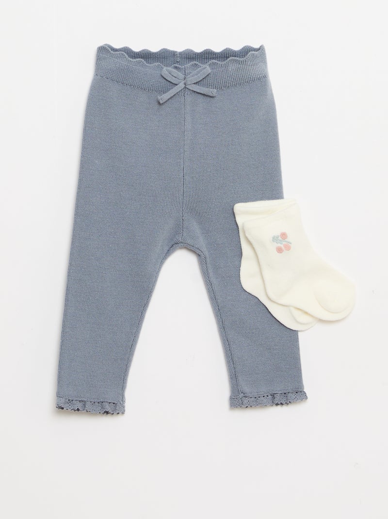 Legging van dicht tricot Blauw - Kiabi