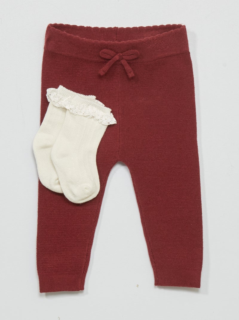 Legging van dicht tricot bruin - Kiabi