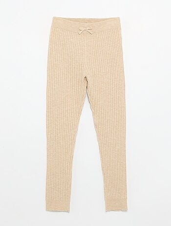 Legging van effen tricot met strik in de taille