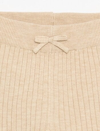 Legging van effen tricot met strik in de taille