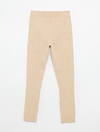 Legging van effen tricot met strik in de taille