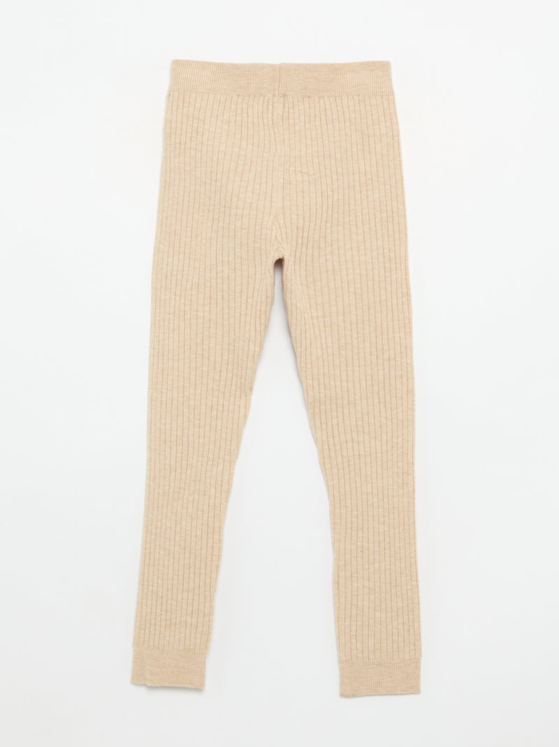 Legging van effen tricot met strik in de taille Biege - Kiabi