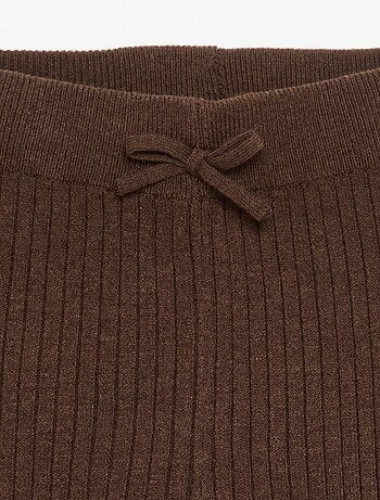 Legging van effen tricot met strik in de taille