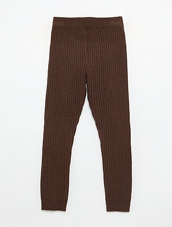 Legging van effen tricot met strik in de taille