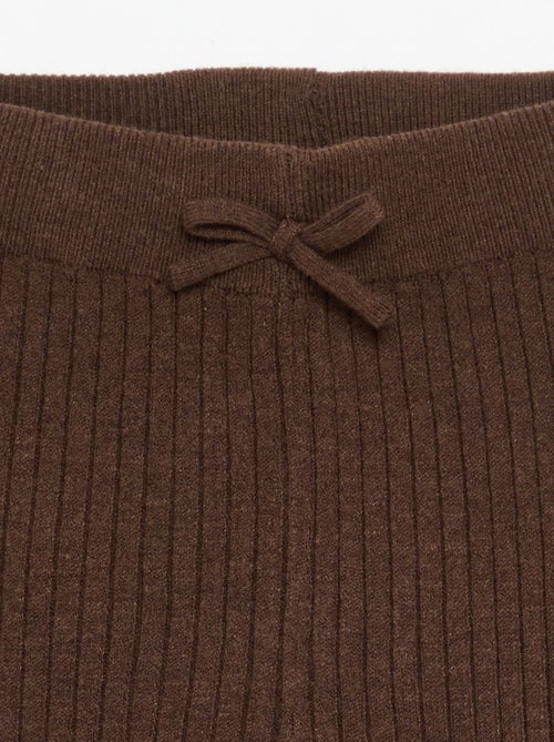Legging van effen tricot met strik in de taille - Kiabi