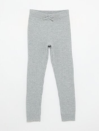 Legging van effen tricot met strik in de taille