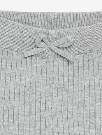 Legging van effen tricot met strik in de taille