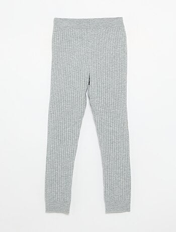 Legging van effen tricot met strik in de taille